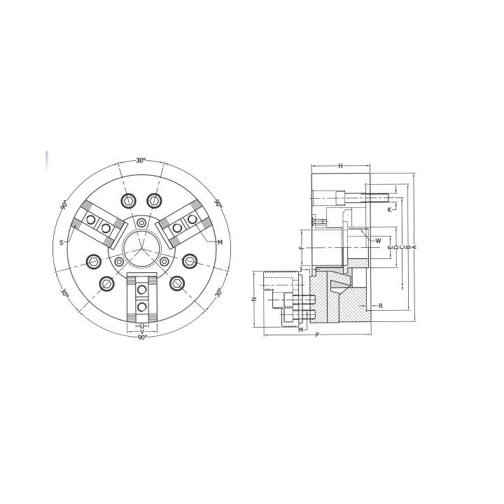 Uchwyt tokarski 200/3 (1,5x60) mechaniczny (hydrauliczny) Sharp
